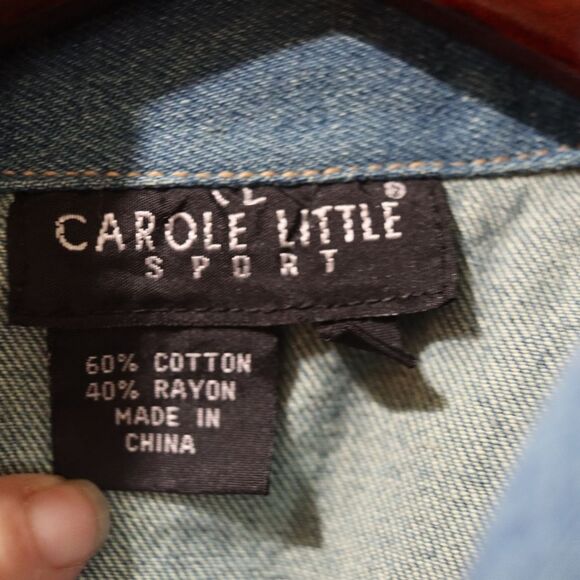 Carole Little Blue Denim Funky Patchwork Jacket & Silk Shirt Set 80s 8 - Picture 16 of 16